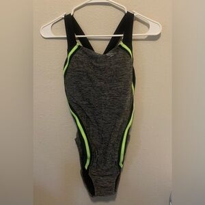 Gray/Neon Yellow One Piece Swimsuit - Speedo